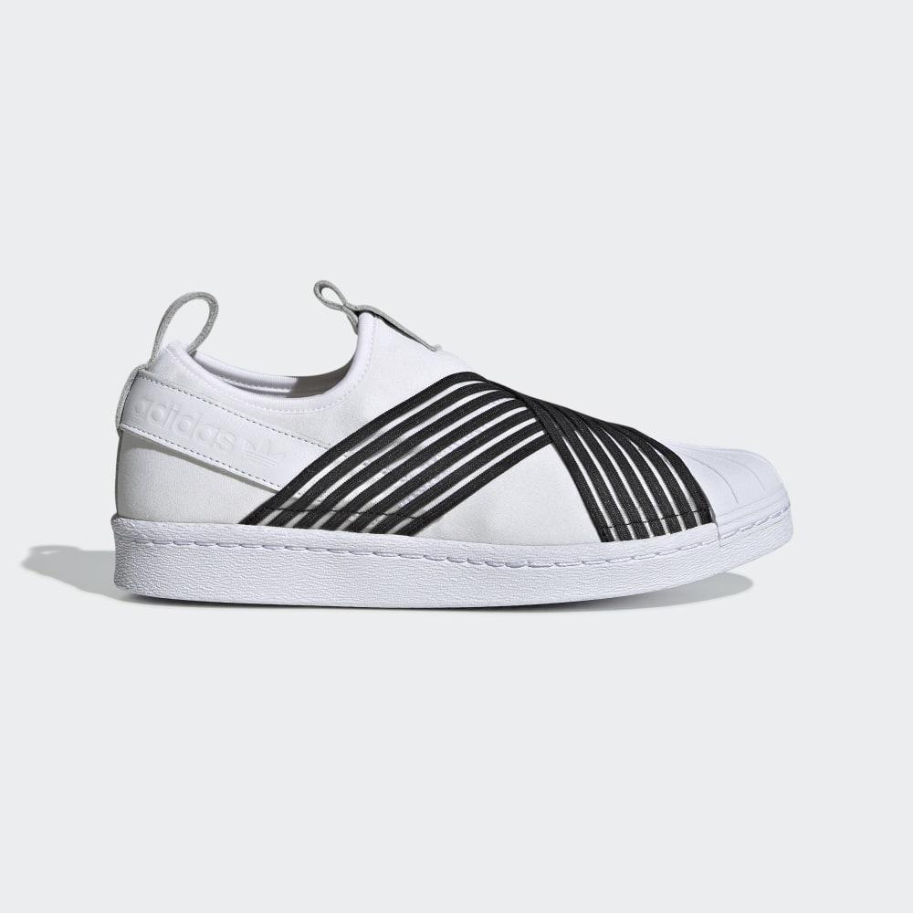 Adidas Women's Superstar Shell Toe Slip on White/Black/Indigo Ireland CG6013